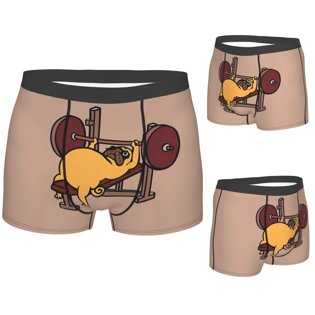 

Boxer Underpants Shorts Pug Bench Press Panties Men's Ventilate Underwear for Homme Man Boyfriend Gift