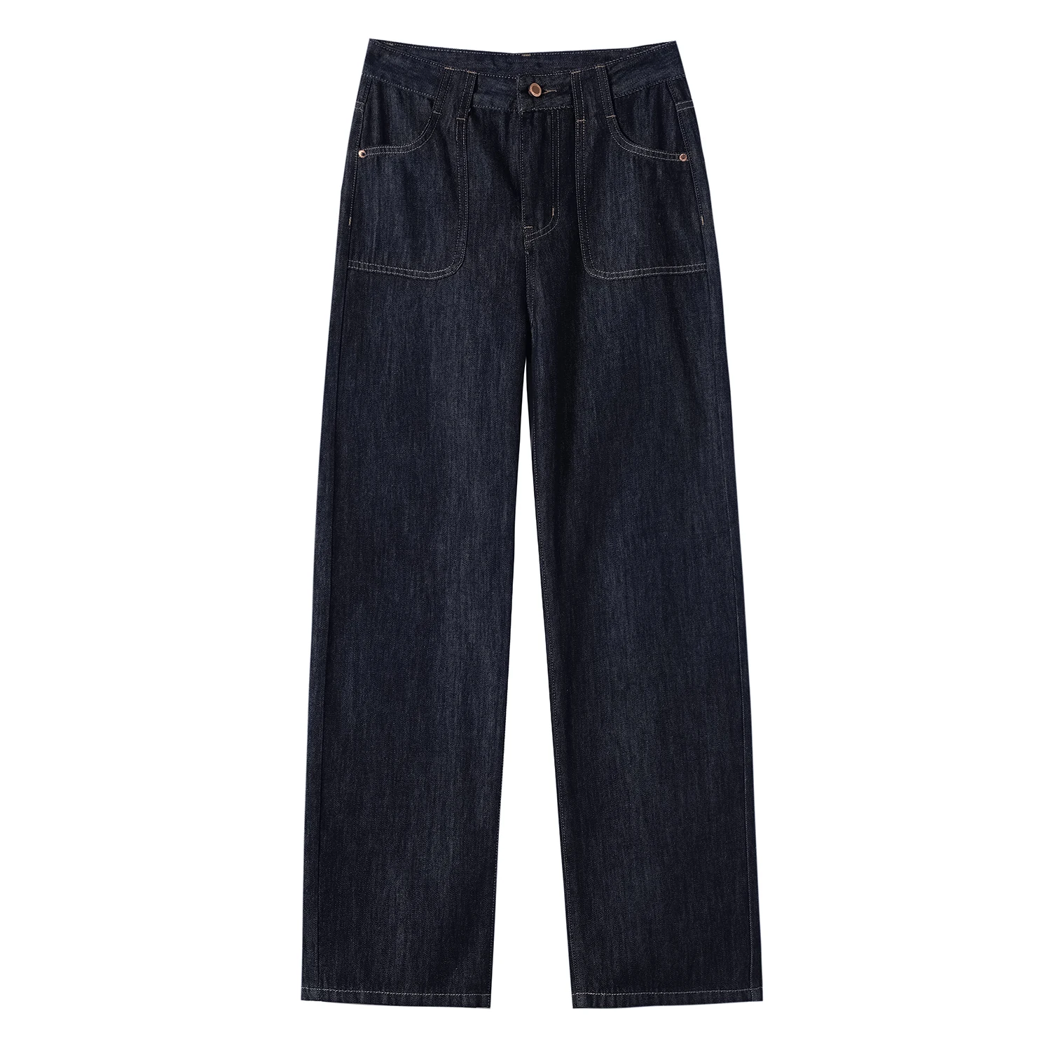 الشتاء رشاقته الصوف عالية الخصر واسعة الساق الجينز مستقيم قطع الطابق طول السراويل الصيف المرأة الجديدة Faion التخسيس #5