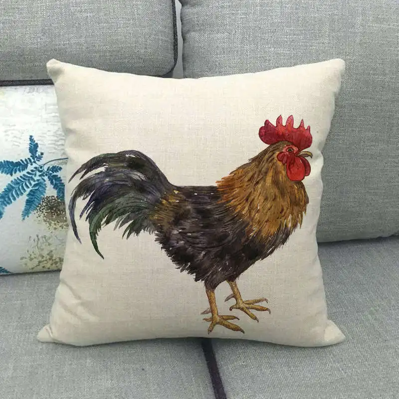 Poultry (rooster) series in country style Digital printing short plush pillow covers for sofa office cushion cover home goods