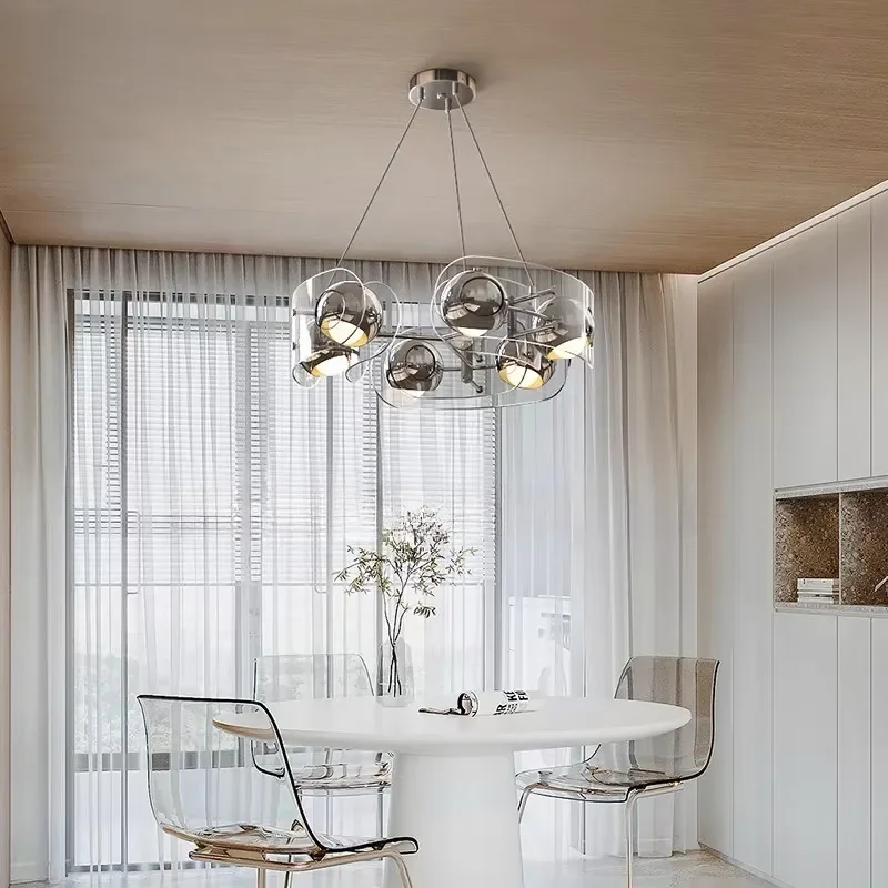 

Nordic Home Decor Acrylic Iron Art Ball Chandelier for Kitchen Dining Table Pendant Light Indoor Lighting Hanging Light Fixture