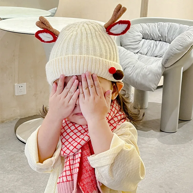 

2025 Korean Baby Beanie Winter Warm Knitted Cap Cute Cartoon Cap for Infants Toddlers Children's C Crochet Bonnet with Ear Flaps