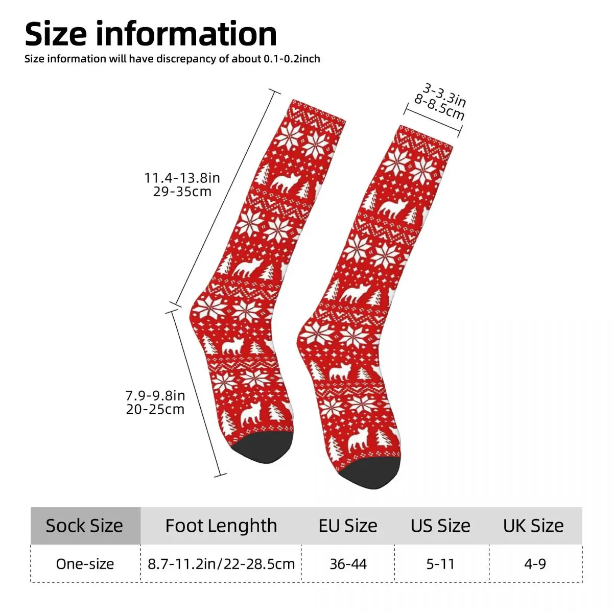 French Bulldog Silhouettes Christmas Holiday Pattern Stockings Retro Socks Autumn Non Skid Socks Couple Cycling Breathable Socks