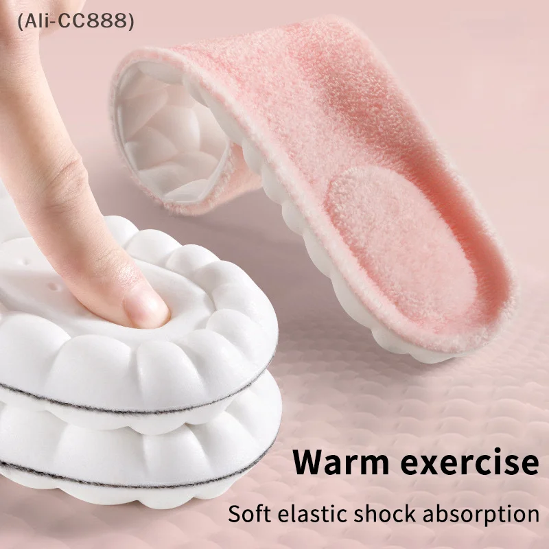 High Elastic Non-slip Thickened Soft Plush 4D Cloud Insoles .Winter Warm Shoe-pad Breathable Sweat Anti-odor Snow Boot Liner