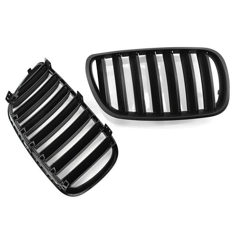 1 Pair Matte Black Front Grille Bumper Kidney Grille For BMW E83 X3 LCI Facelift 2007-2010