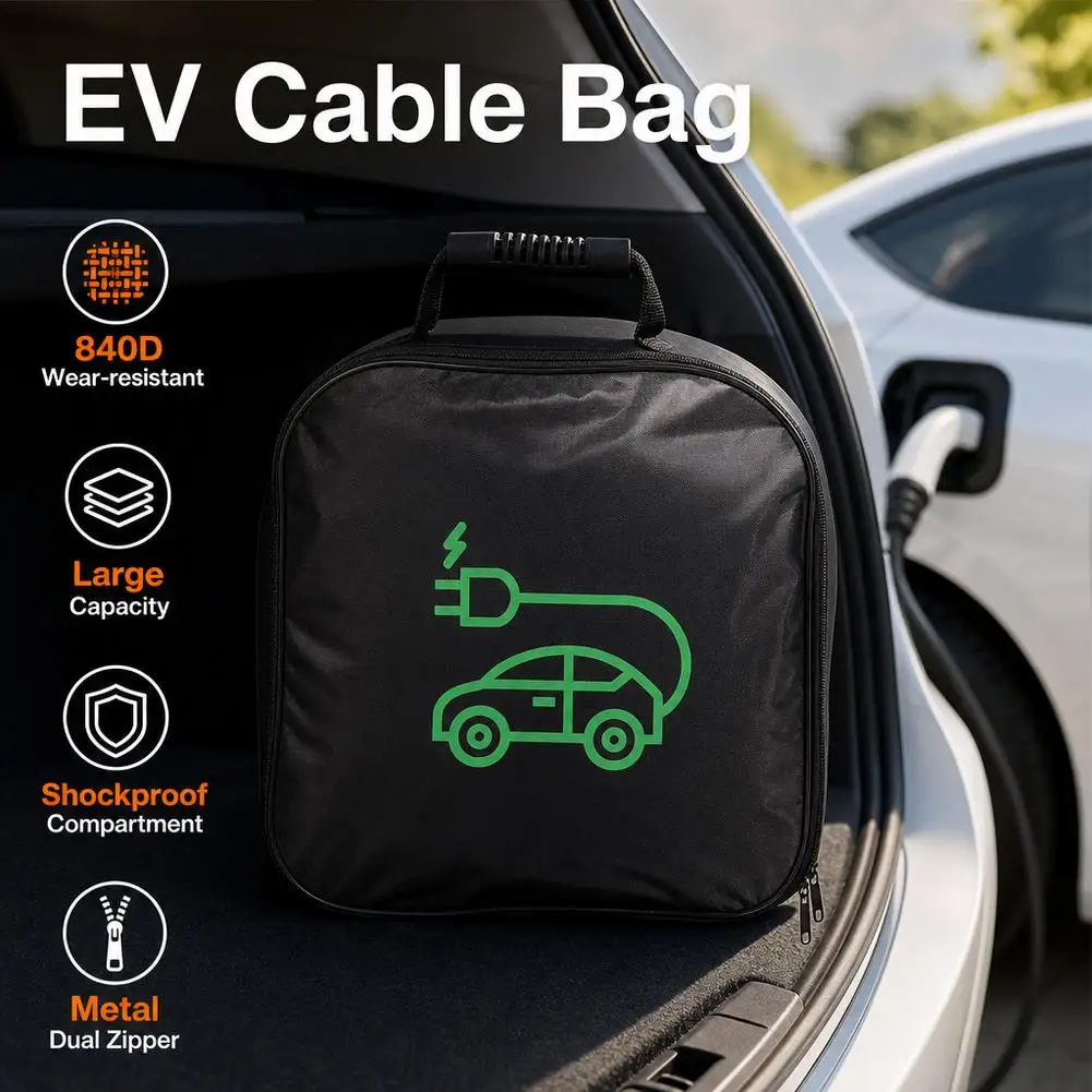 1PCS Electric Car Charger Storage Bag Waterproof Car Battery Cable Handled Bag EV Car Charging Gun Storage Organizer