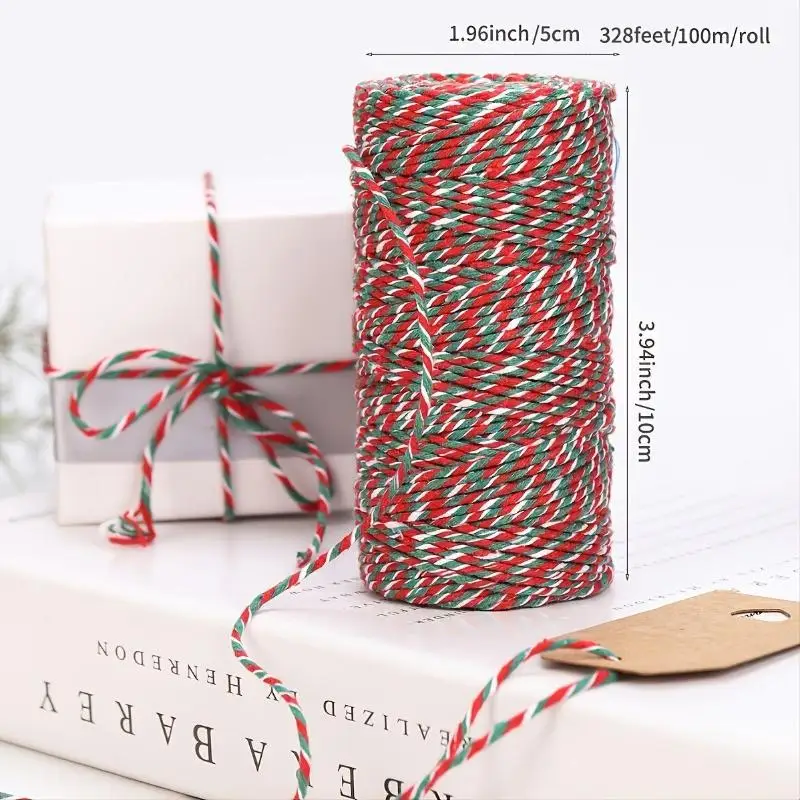 

[YU]100m X 2mm Cords Red Green White Mixed Color Hang Tag String Rope Twine Thread DIY Gift Wrap Ribbon Christmas Decoratio