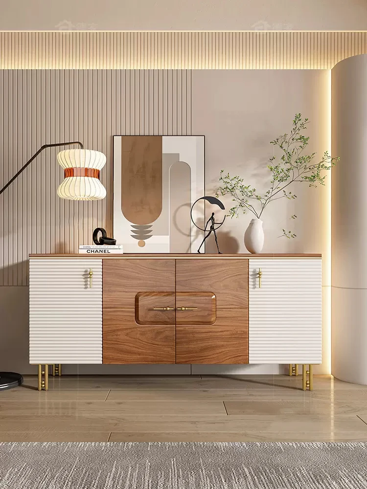 

Simple modern porch cabinet Light luxury Italian minimalist entry door porch cabinet Living room dining side cabinet Solid wood