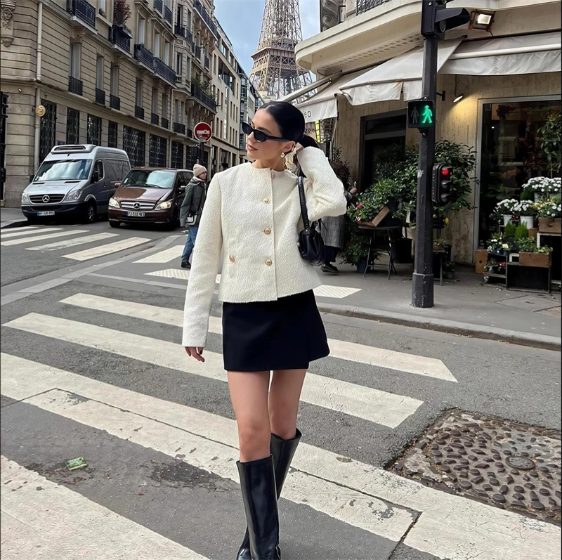 Guobioziy Women's Short Casual Blazer 2026 Spring-Autumn European Fashion Trendy Daily British Classic Street Old Money Style