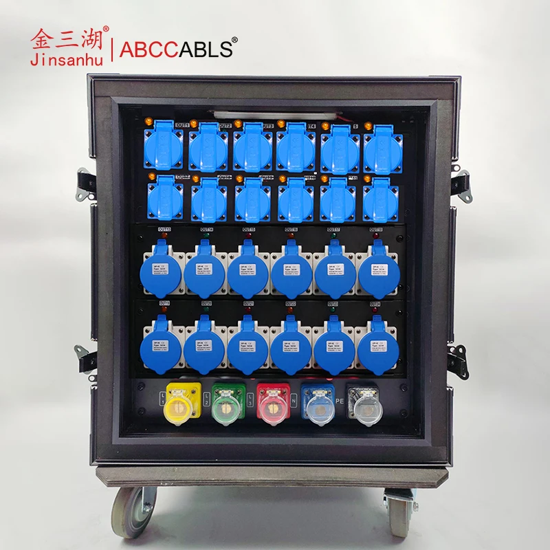 ABCCABLS Custom 24-Outlet 3-Phase Stage Power Distribution Box 400A Input for Stage Light