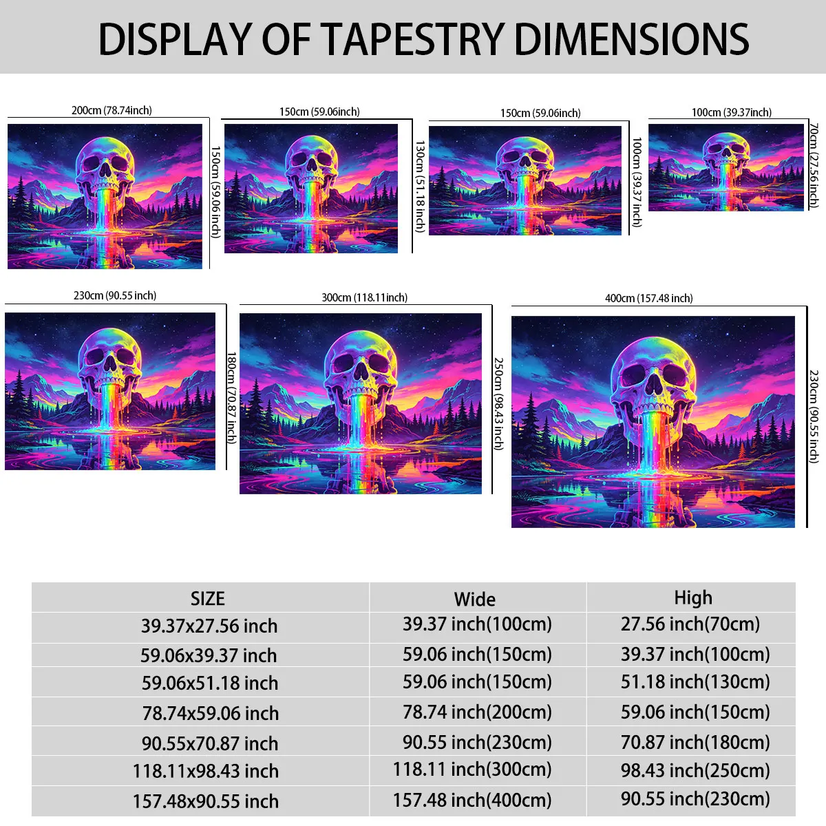 1pc cyberpunk neon skeleton mountain lake tapestry wall decoration space decoration pendant gift background cloths