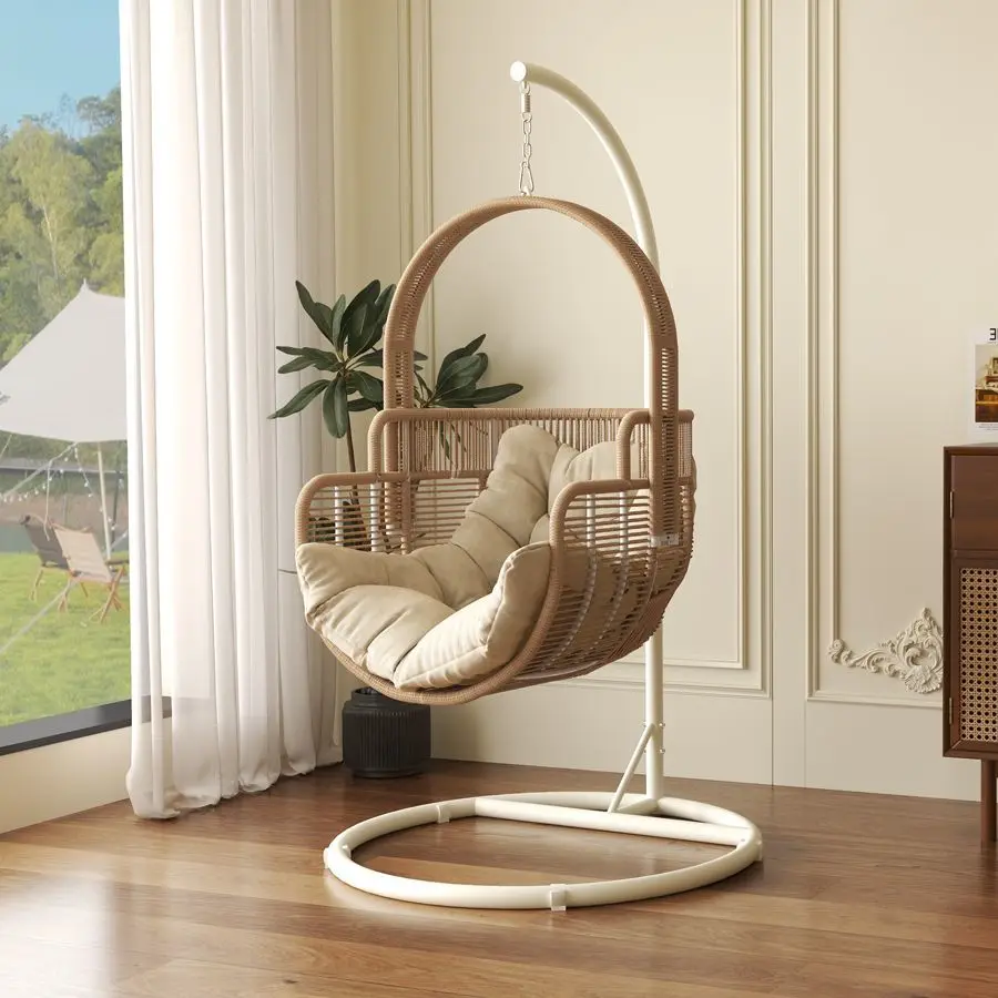 Garden outdoor swing, home balcony indoor double rocking chair, rattan chair, lazy