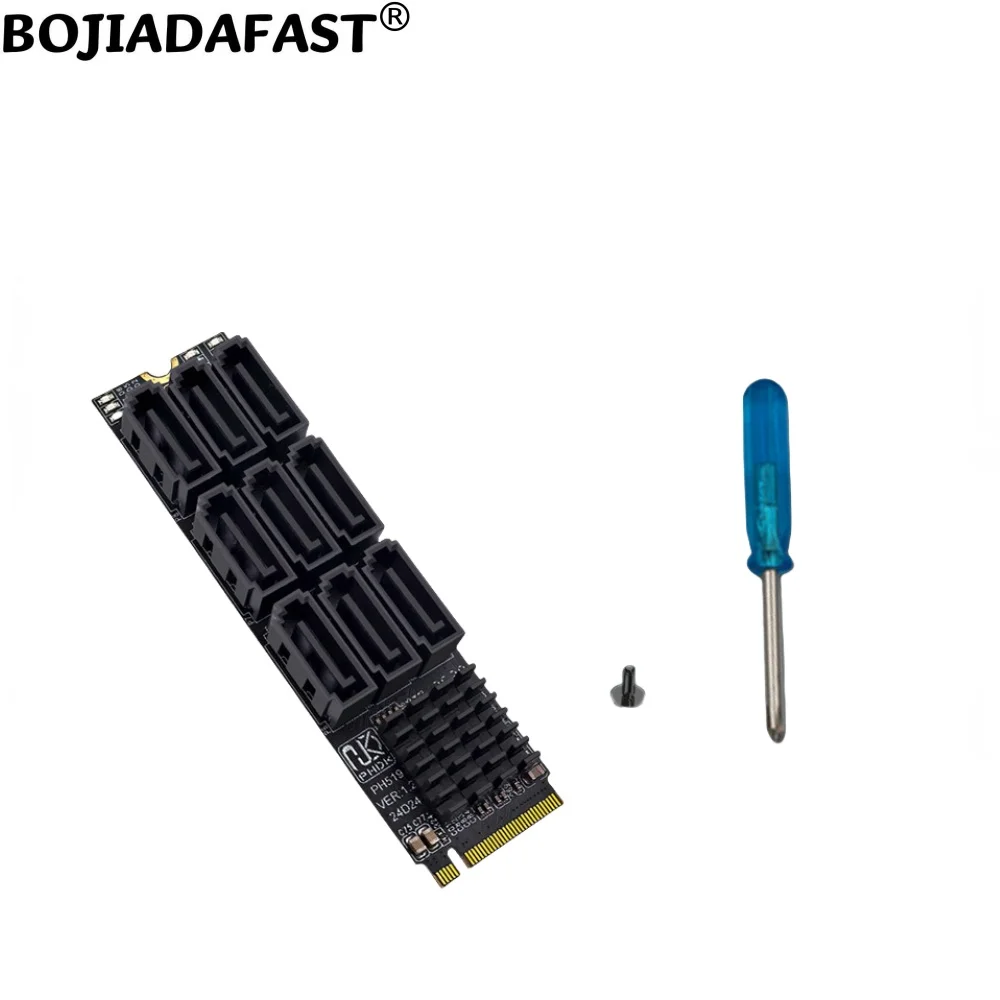 NGFF M.2 Key-M NVME Interface to 9 * SATA 3.0 Connector Adapter Expansion Riser Card for Hard Disk Drive