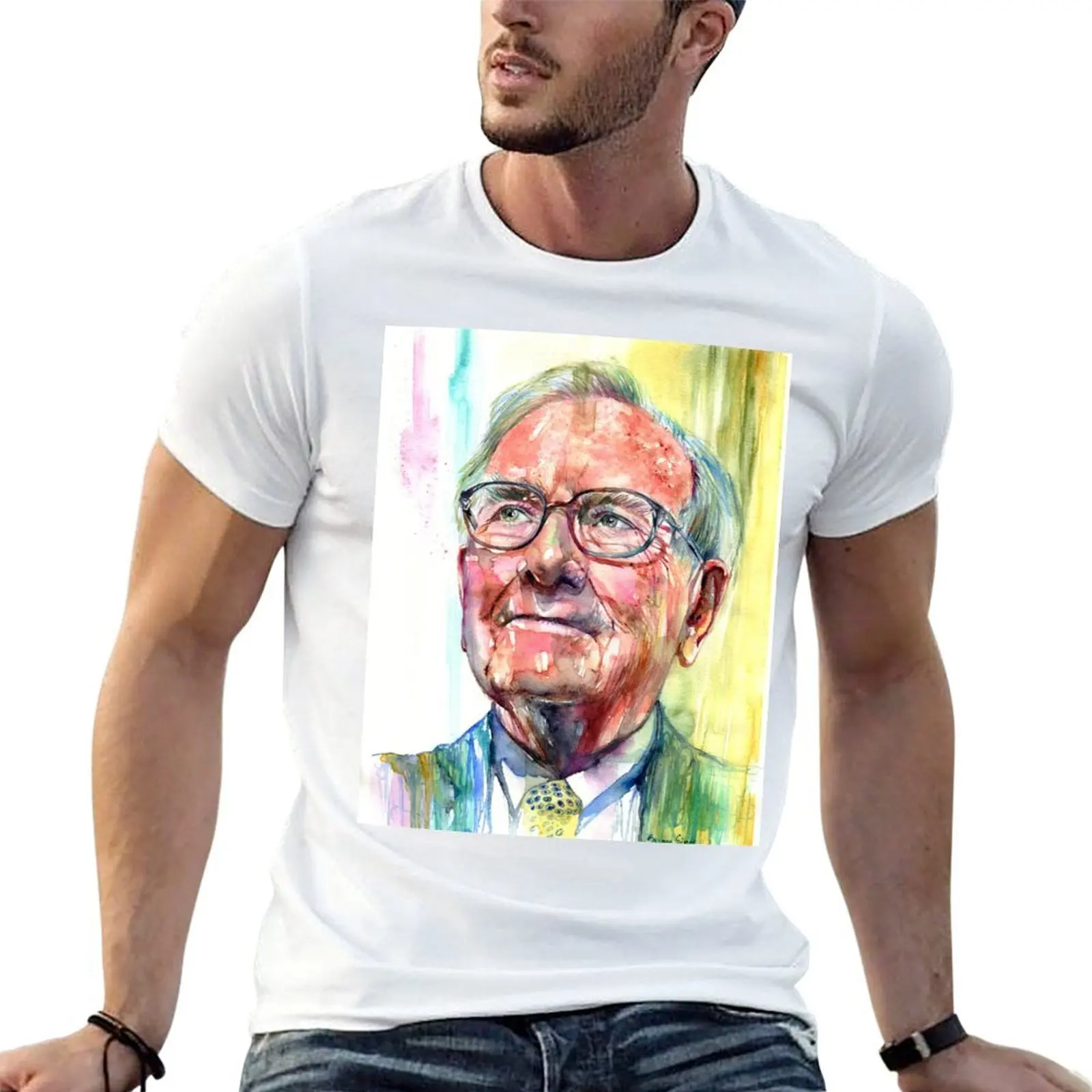 

Warren Buffett portrait T-Shirt men t shirt cotton 100% cotton t shirts high quality T-Shirt