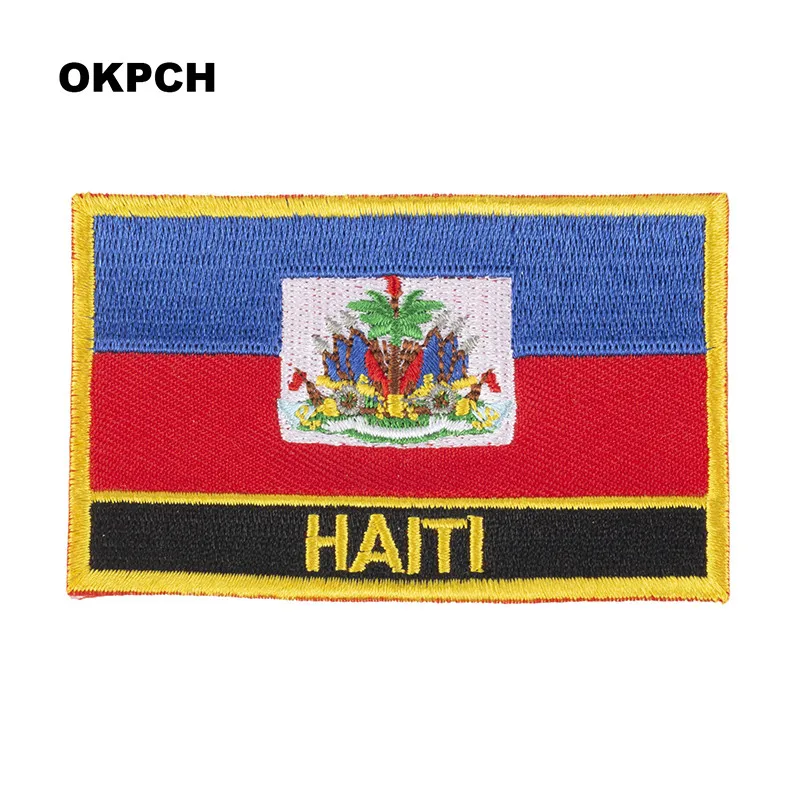 Haiti Flag Embroidery Patches Iron on Saw on Transfer patches Sewing Applications for Clothes in Home&Garden