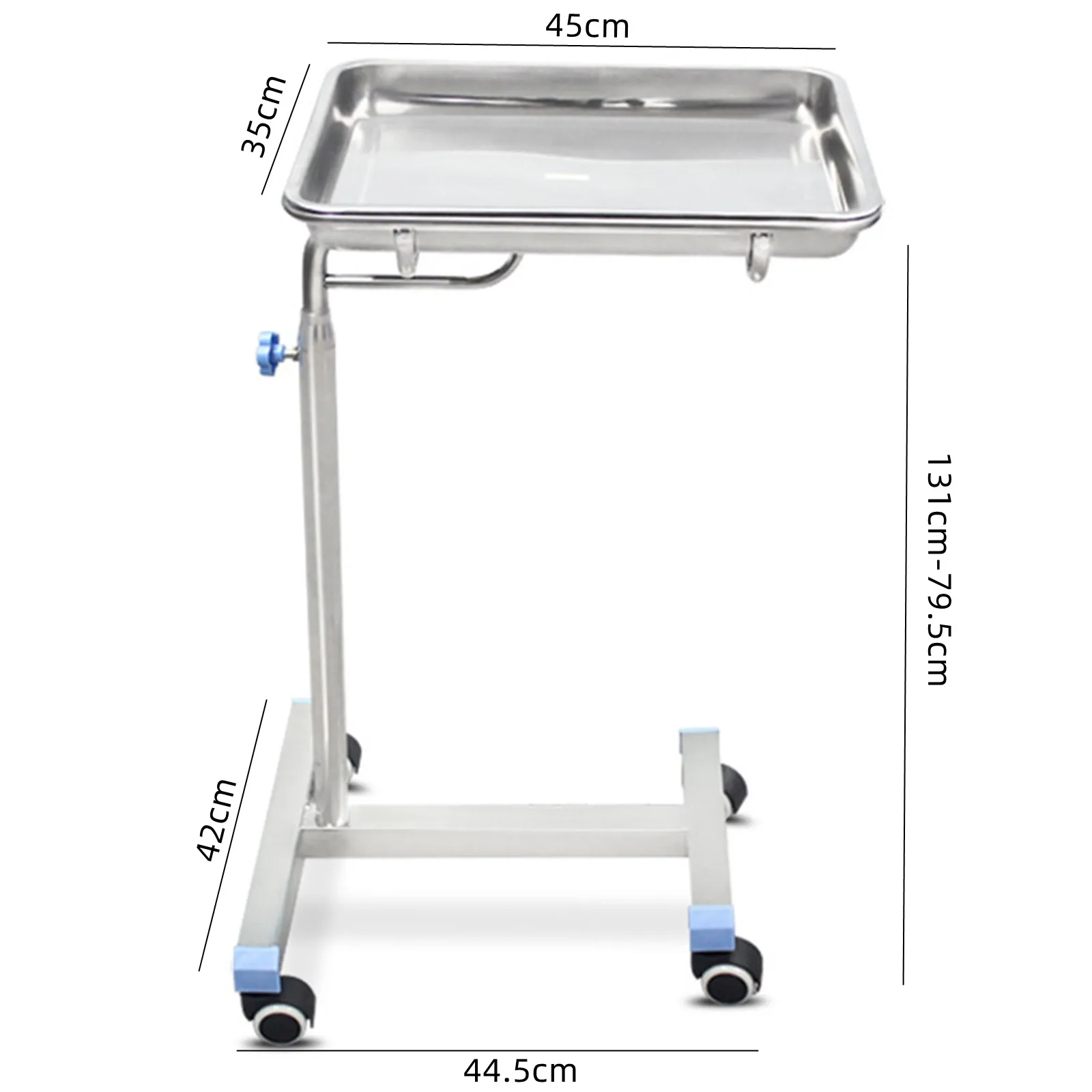 Adjustable tainless Steel Tray Mobile Medical Hine Rolling Cart Rack Single Pole Trolley For Beauty Salons