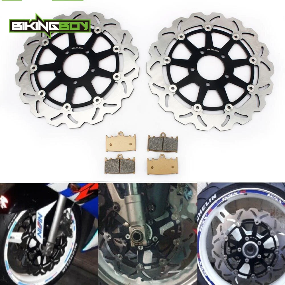 BIKINGBOY Front Brake Disks Discs Rotors Pads For Suzuki GSX-R 600 97-03 GSXR 750 00 01 02 03 K1 K2 K3 TL1000S 1997-2001 98 99