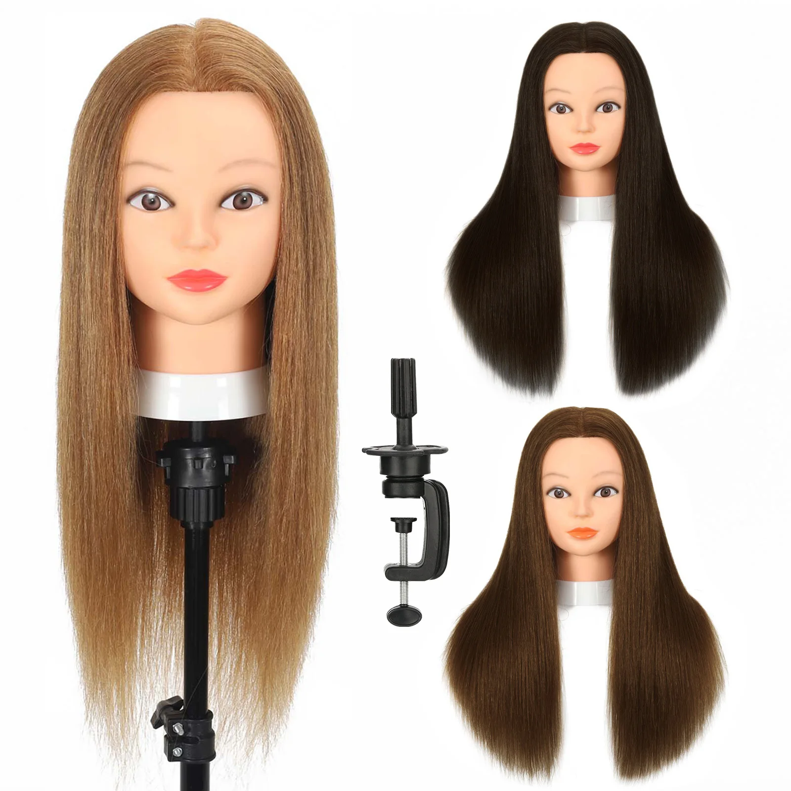 

Mannequin Head with 100% Real Human Hair Cosmetology Mannequin Head to Practice Hairstyles Training Doll Head for Hairdresser