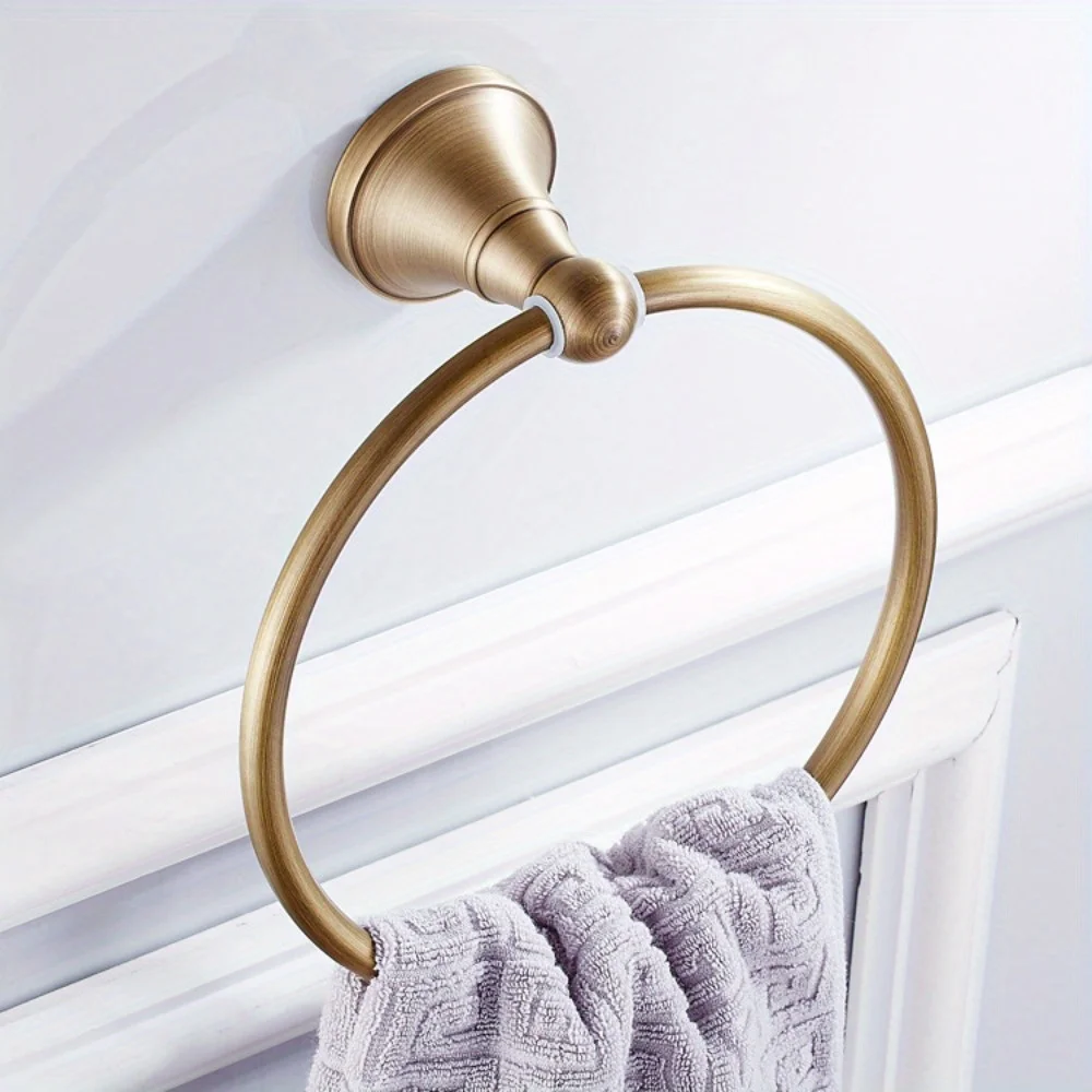 

Brass Round European Antique Brushed and Aged Towel Ring, Bathroom Towel Rack Towel Hanging Ring, Bathroom Hardware Supplies