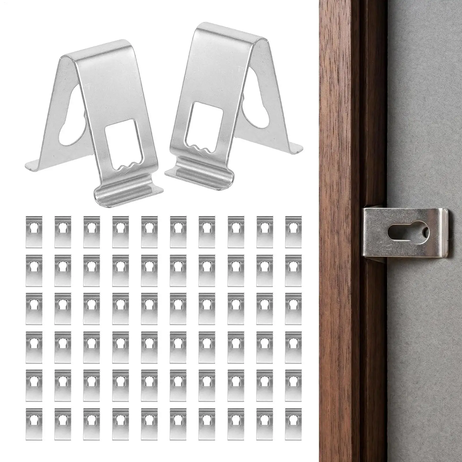 100Pcs Photo Frame Clips Fasteners Hooks Photo Frame Metal Turn Clip Hanger Painting Mirror Hanger Art Work Photo Wall Hook