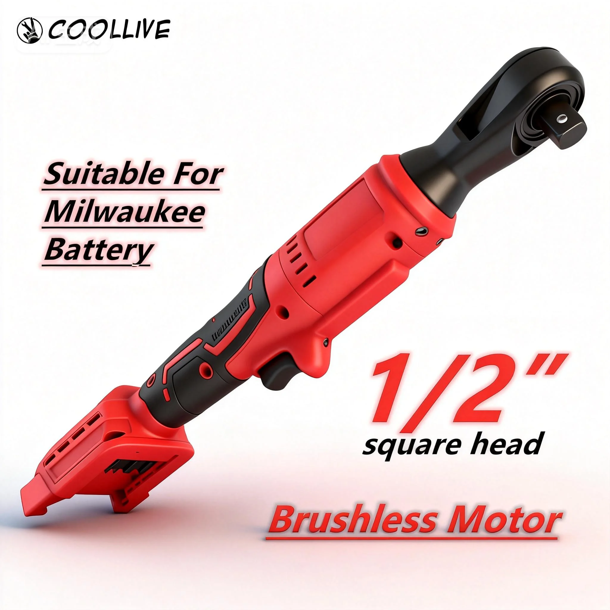 Suitable Milwaukee 18V Battery 1/2'' Electric Ratchet Wrench Brushless Wireless 500N.M  Removal Screw Nut Car Repair Power Tools