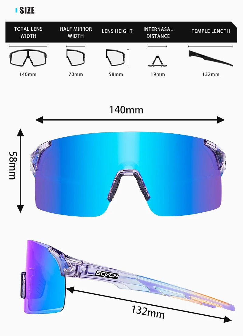 SCVCN NEUE Mode Radfahren Sonnenbrillen für Männer Frauen MTB Angeln Golf Fahren Luxus Fahrrad Brille Shades 2024 Photochrome UV400 – Detail 15