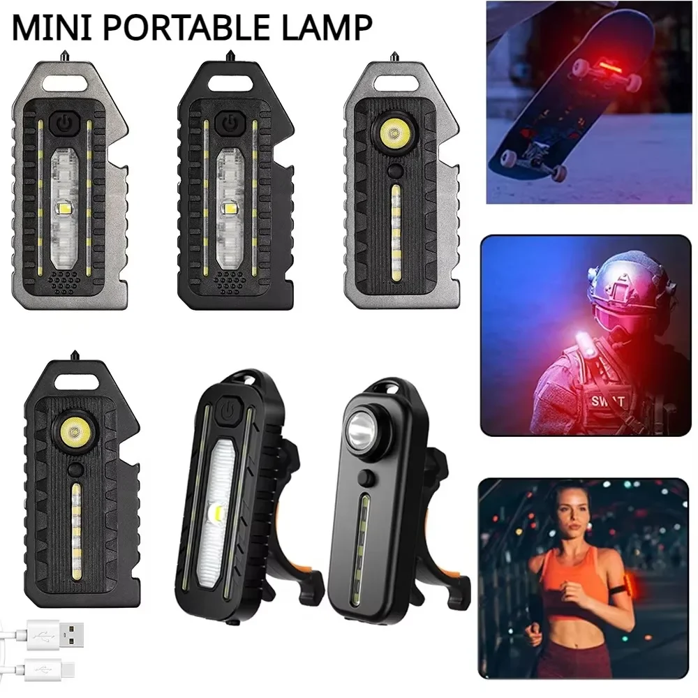 LED Keychain Flashlight USB-C Rechargeable 800Lm Portable Mini Torch Light Pocket Lantern Flood Work Light Emergency Light Lamp