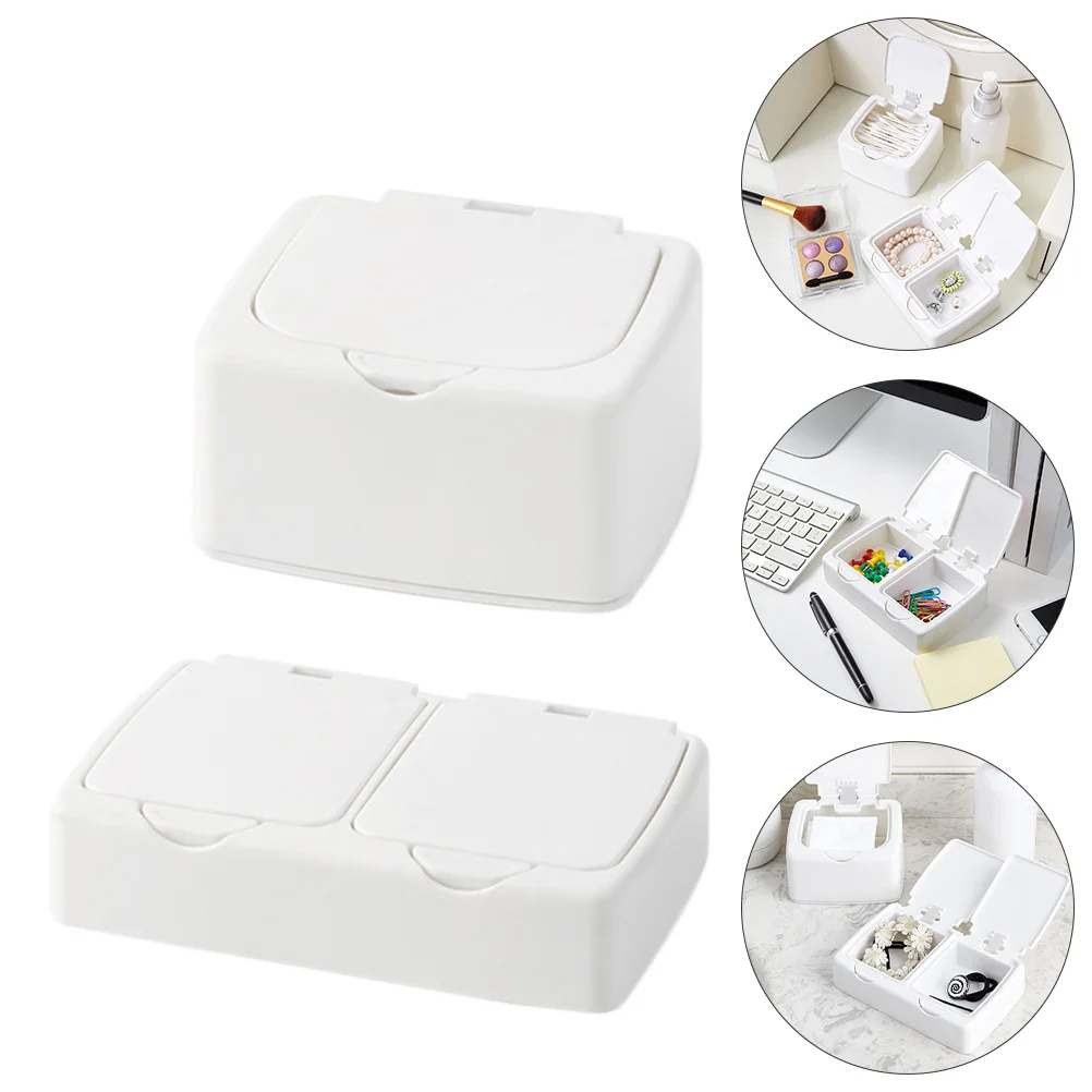

2pcs Desktop Organizer Boxes Transparent Plastic Storage Holders For Toothpicks Swabs Clips Small Sundries