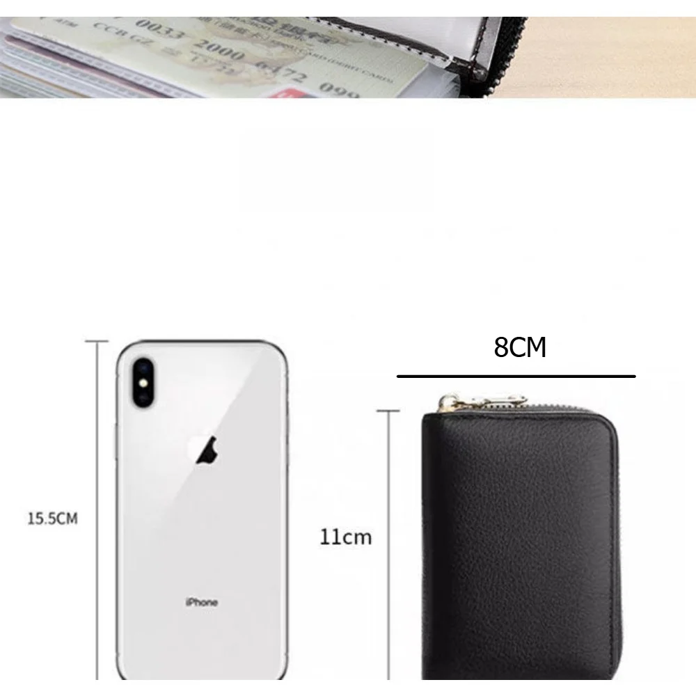 1PCS Cross Border Solid Color Card Bag Unisex Multi Card Zipper ID Holder Driver License Storage Pouch In Stock