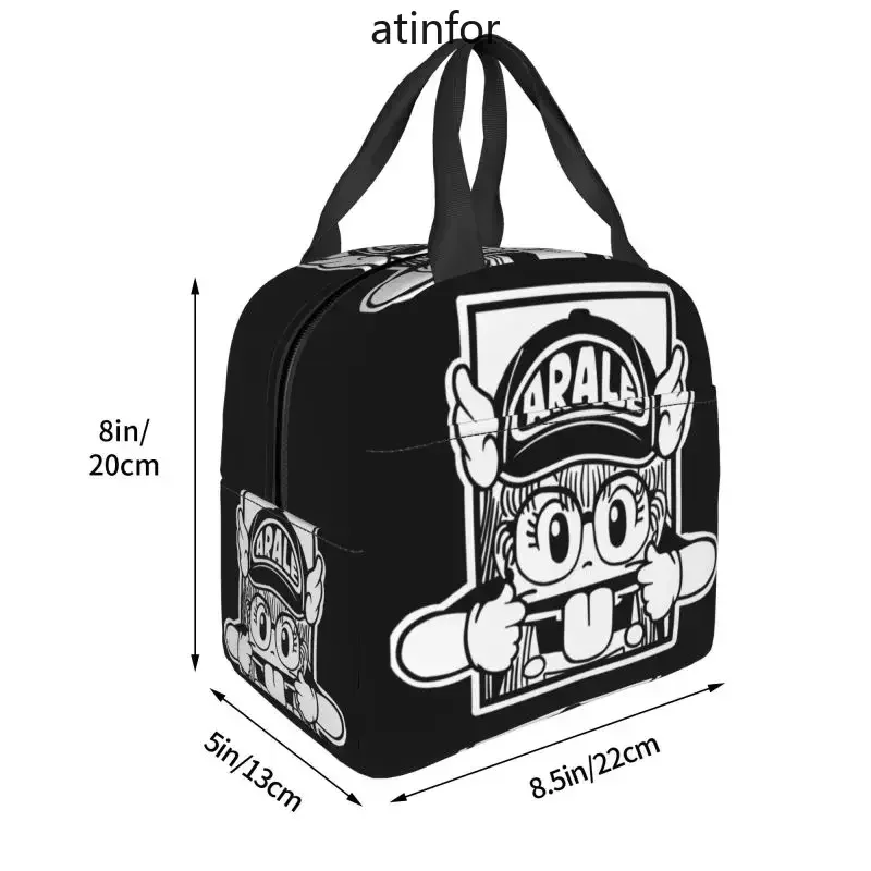 Arale Norimaki Anime Thermoisolierte Lunchtaschen für Damen, Dr. Slump, tragbarer Lunchbehälter für Schule, Büro, Outdoor, Lebensmittelbox