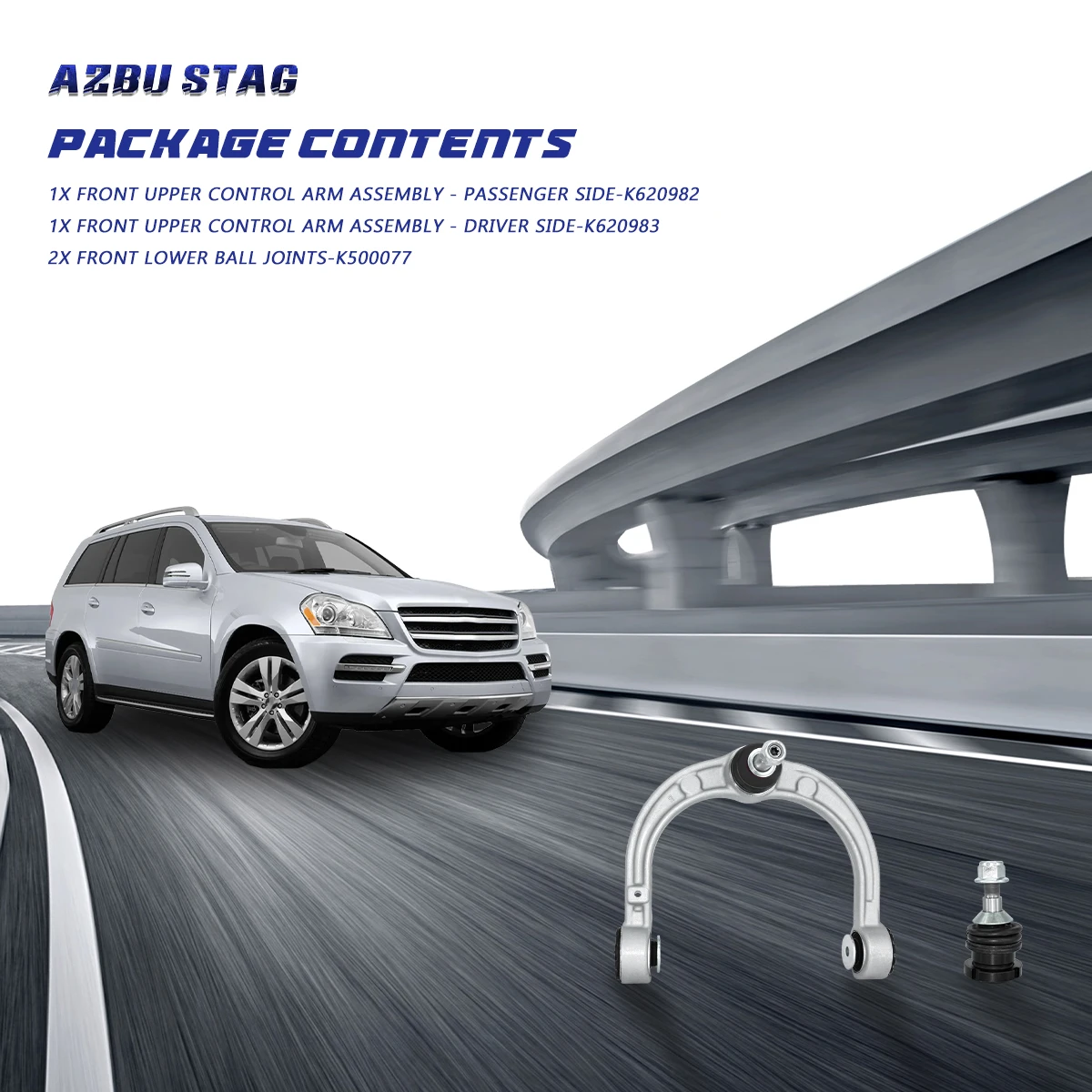 AzbuStag 4-teiliges vorderes oberes Querlenker-Kugelgelenk für Mercedes-Benz W164 W251 GL320 GL350 GL450 GL550 ML320 ML350 ML500 2006–2012