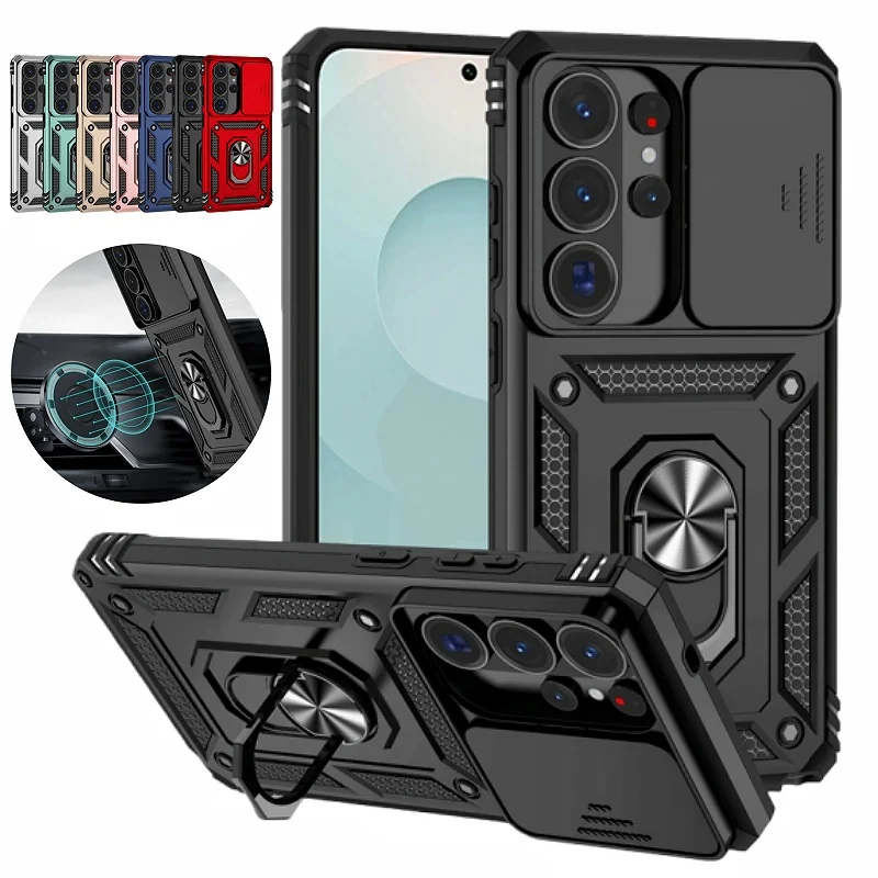 Case For Samsung S26 S25 Ultra S25FE S25Edge A17 A07 A56 A36 A57 A37 A26 Funda Lens Protection Magnetic Holder Ring Armor Cover