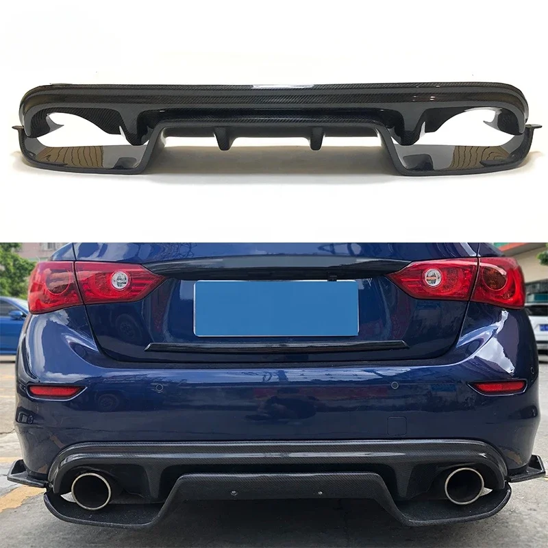 

Q50 Car Bumper Rear Diffuser For Infiniti Q50 Real Carbon Fiber Rear Diffuser Lip 2PCS 2014-2017