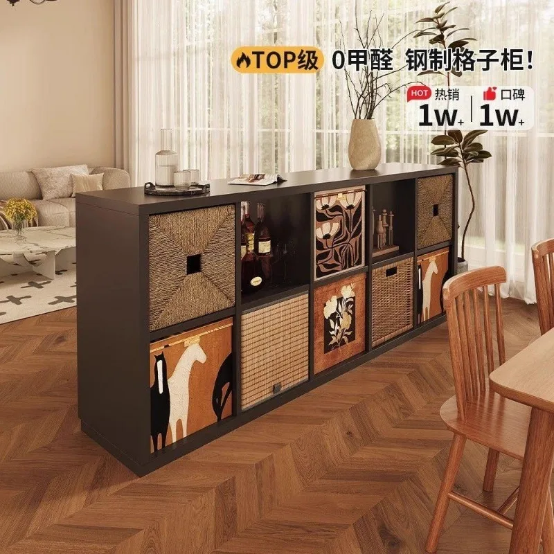 Eight Grid Steel Cabinet with Low Shelf Free Combination Living Room Bookcase for Storage Grid Bookcase