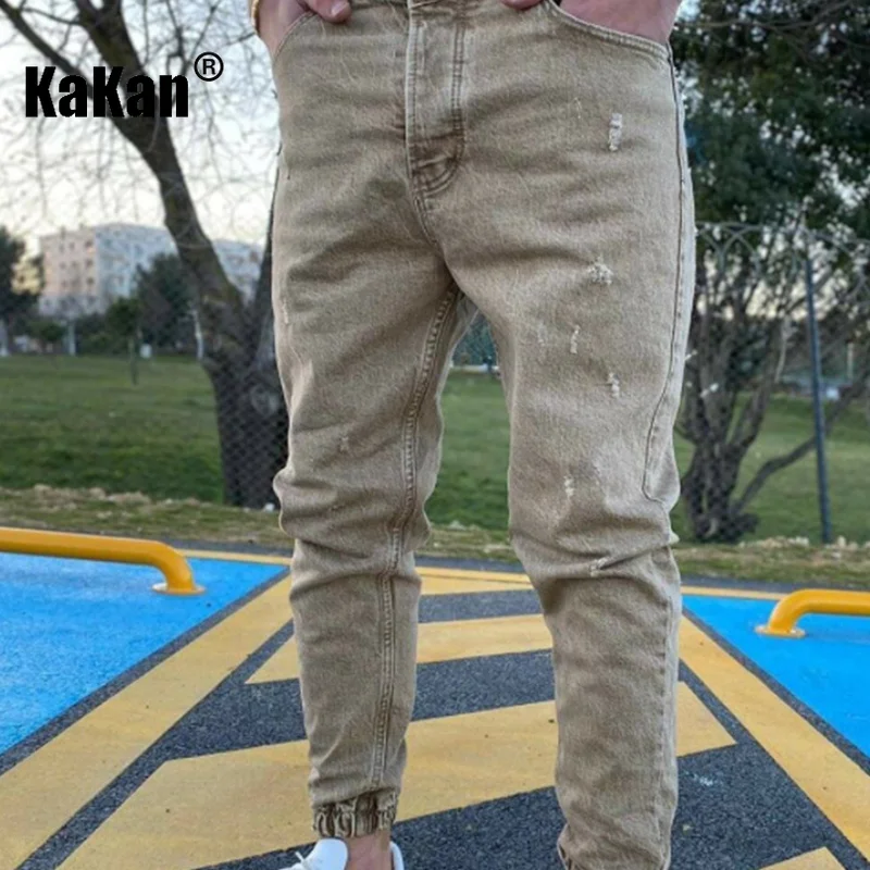 

Kakan - Color Slim Jeans with Holes, Popular In Europe and The United States, New Leggings Jeans for Men K016-2015