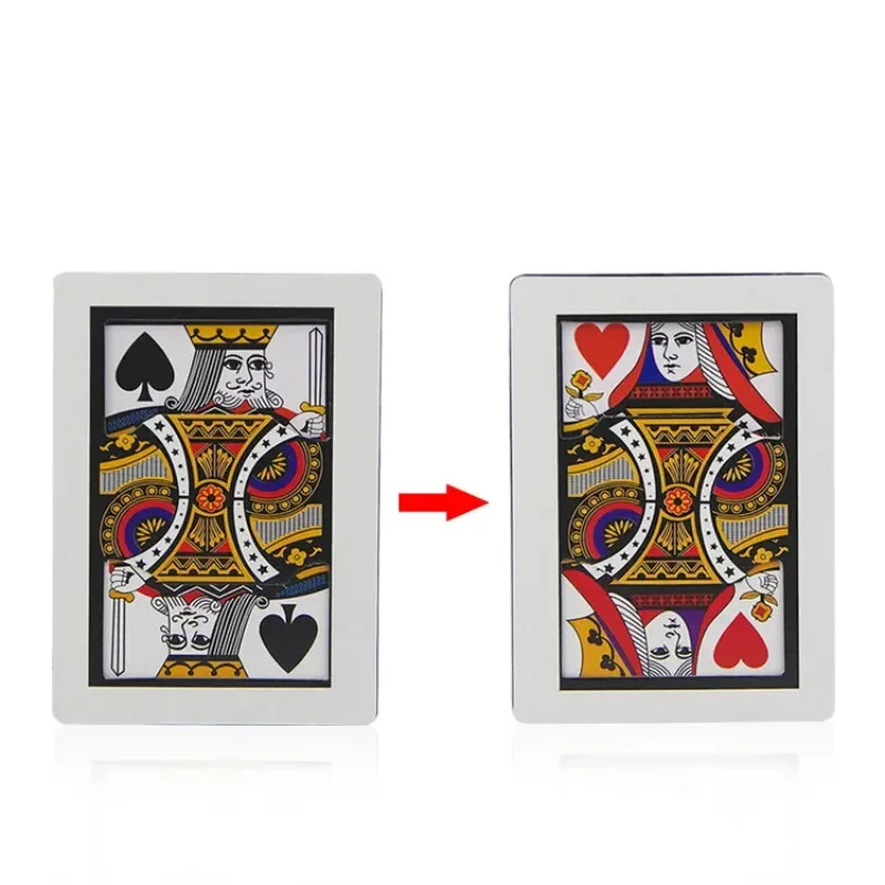 Automatic One Card Monte(Q,K,30cm*45cm Plastic version) Magic Tricks Card Change Magie Close Up Stage Gimmick Props Accessories