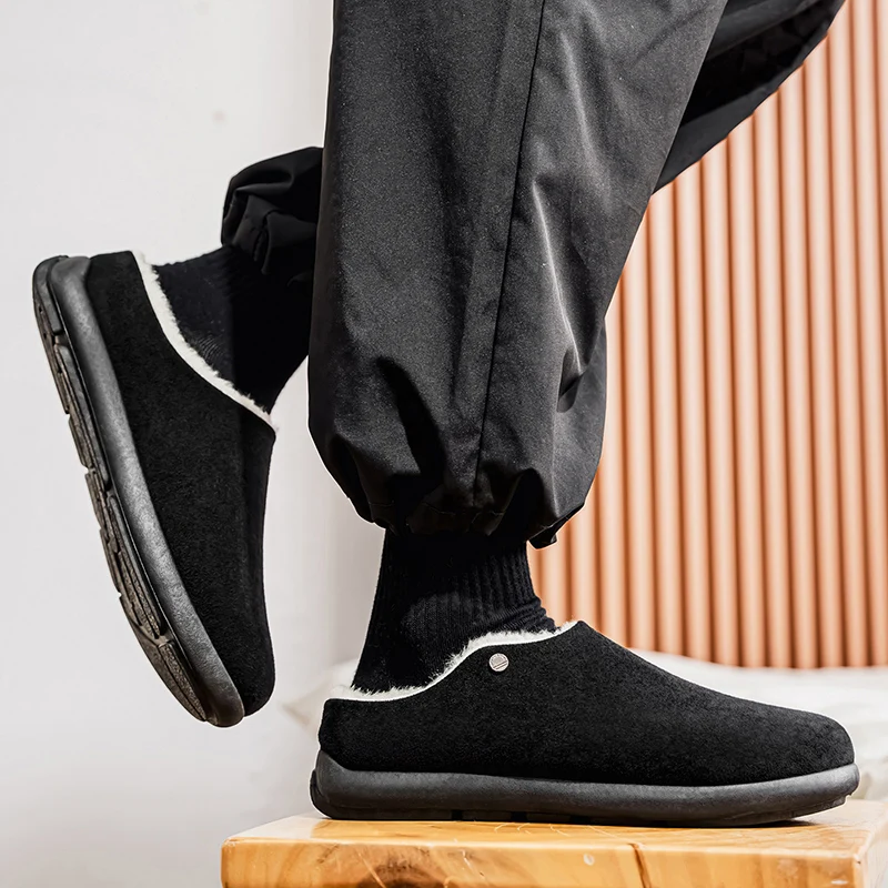 

2025 Winter New Fleece - Lined Warm Cotton Slippers, Winter Home Indoor Non - slip Thick - soled Men's Comfortable Plush Slipper