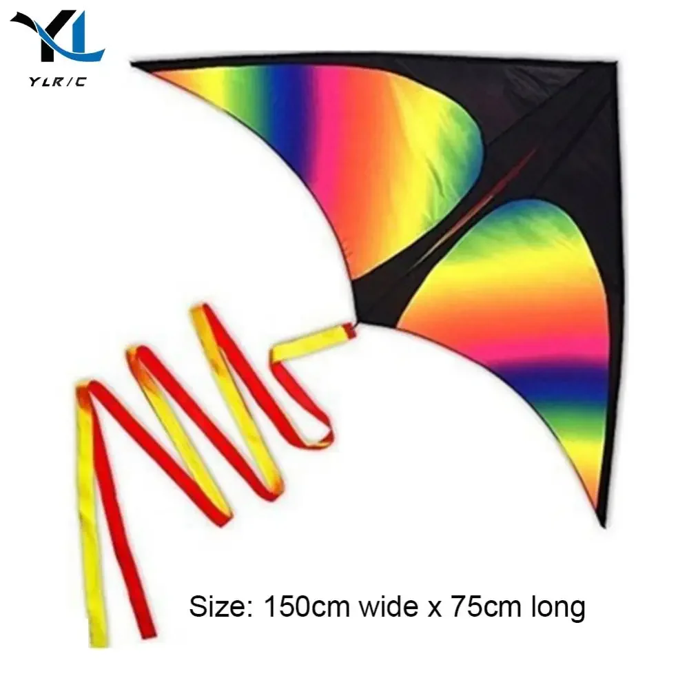 2x3m Tail Big Triangle Kite Large Kite Toy with Wire Board Easy To Fly Colorful Flight Kite Enhance Coordination for Boys Girls