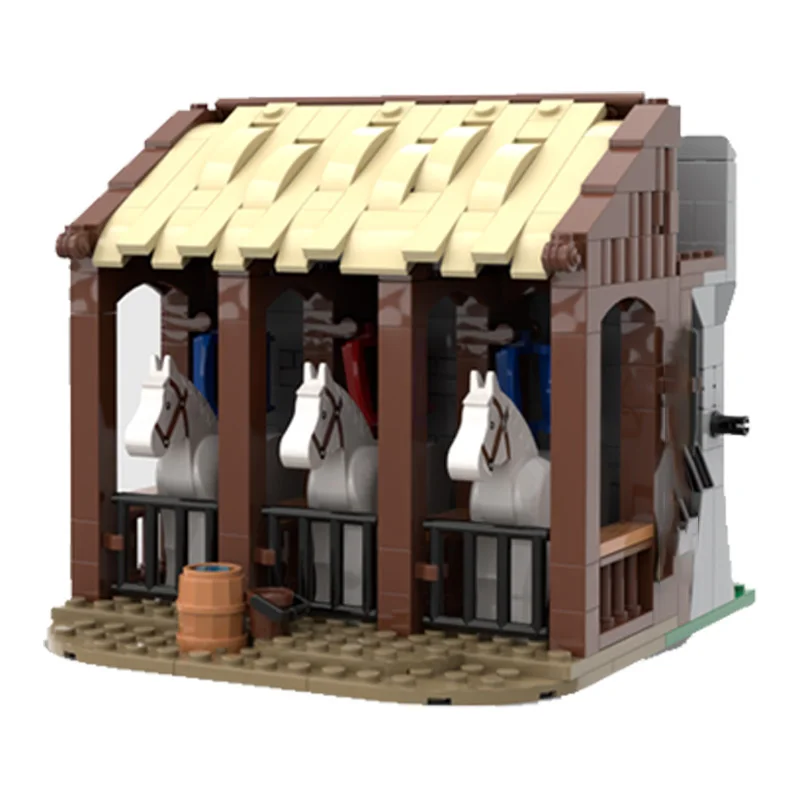 Medieval Blacksmith & Stable with Archery Range - MOC Building Block Set, 100% Compatible Creative Assembly Toy, Perfect Holiday