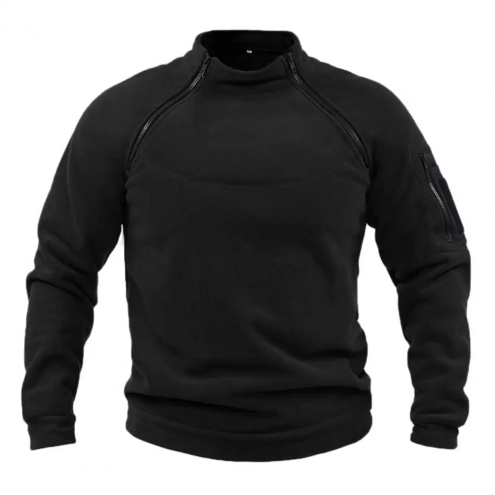 

Outdoor Hiking Men Sweatshirt Long Sleeve Hunting Climbing Sweatshirt Windproof Stand Collar Loose Pullover Man Hoodie