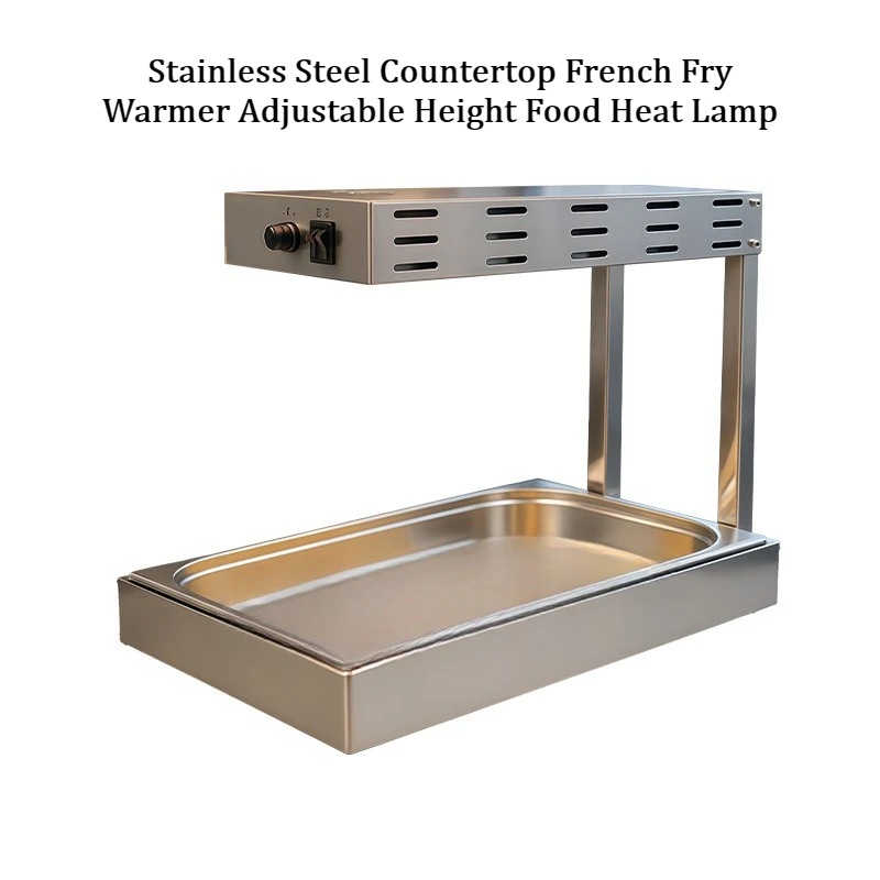 

Countertop French Fry Warmer Station Stainless Steel Food Heat Lamp with Adjustable Height Commercial Food Warmer