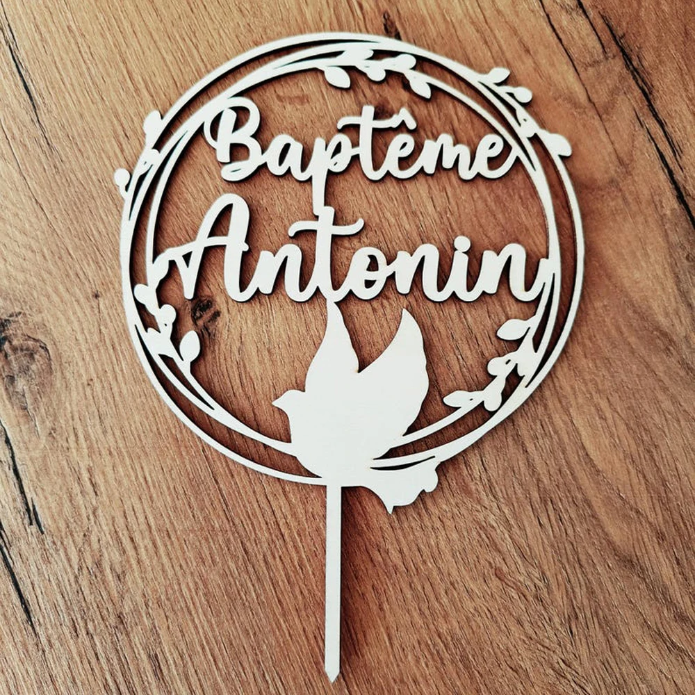 Personalisierte Farbe Acryl Taufe Erste Heilige Kommunion Kuchen Topper, individueller Name Gott Segnen Kuchen Kuchen Topper