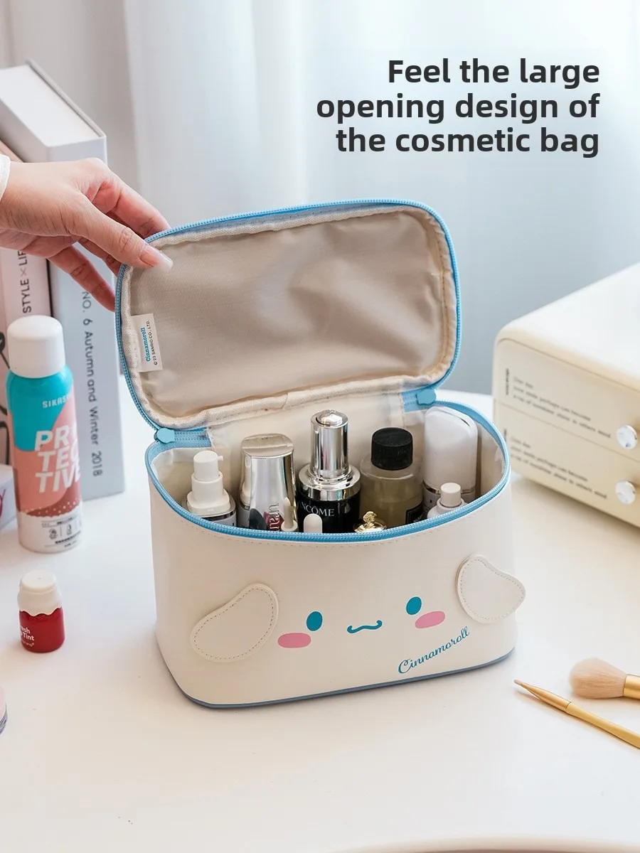 Sanrio kuromi olá kitty cinnamoroll simples bonito dos desenhos animados saco de maquiagem grande capacidade alta estética viagem saco de armazenamento portátil