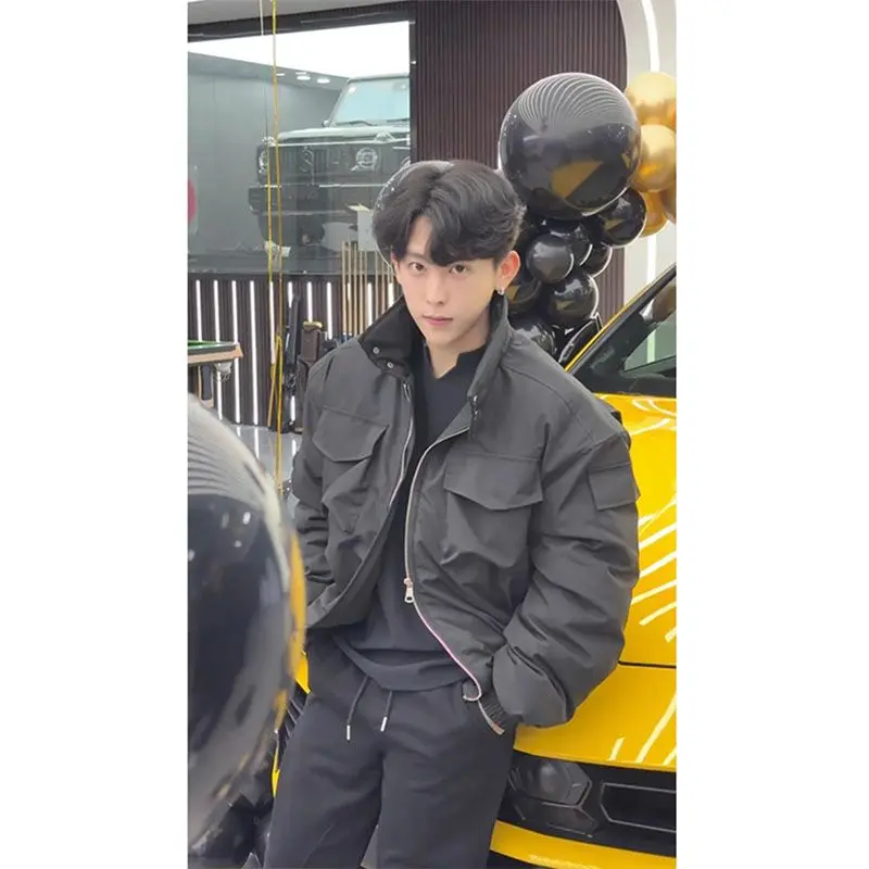 سترة عمل، سترة قطنية، صورة ظلية أمريكية شتوية راقية للرجال، سترة هارينجتون سميكة مبطنة