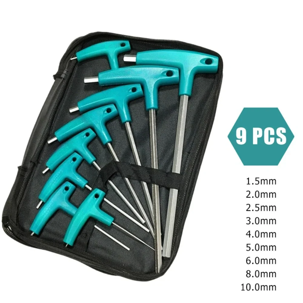 6/9 Pcs Allen Key Wrench Set Hexagon Screw Nuts Spanner Kits T Handle With Storage Bag  Forged Household Repair Tools