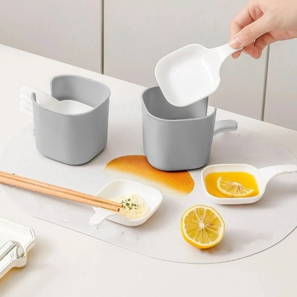 7PCS/SET Plastic Sauce Dish Set with Storage Rack Stackable Dipping Dish Set Square Portable Seasoning Dish Food Dipping