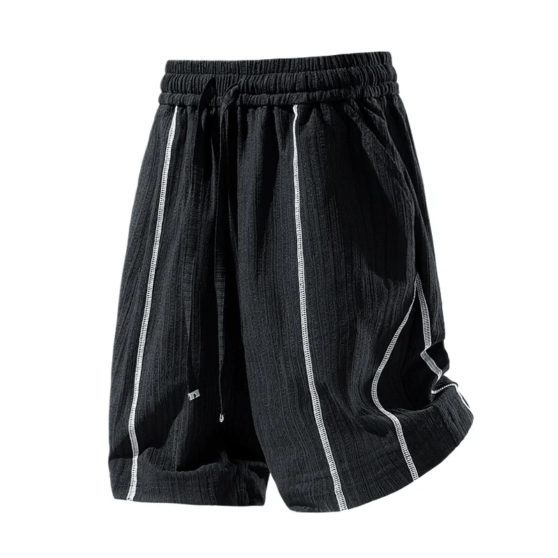 High Quality Summer Cool Feeling Wrinkle Fabric Men's Five Points Shorts Loose Oversized Streetwear Daily Jogger Shorts With