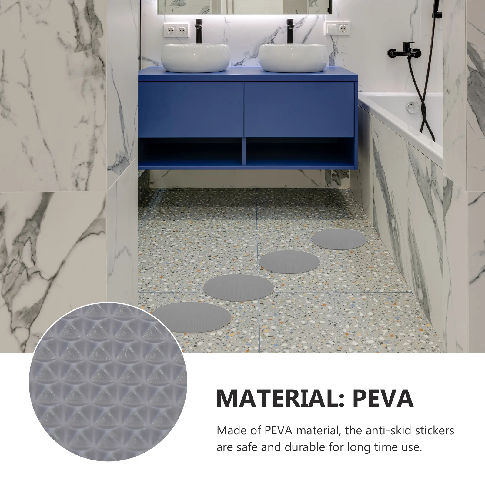 

20 Sheets along with Non-slip Stickers Adhesive Shower Treads Pads for Bathroom Nonslip Applique Grey