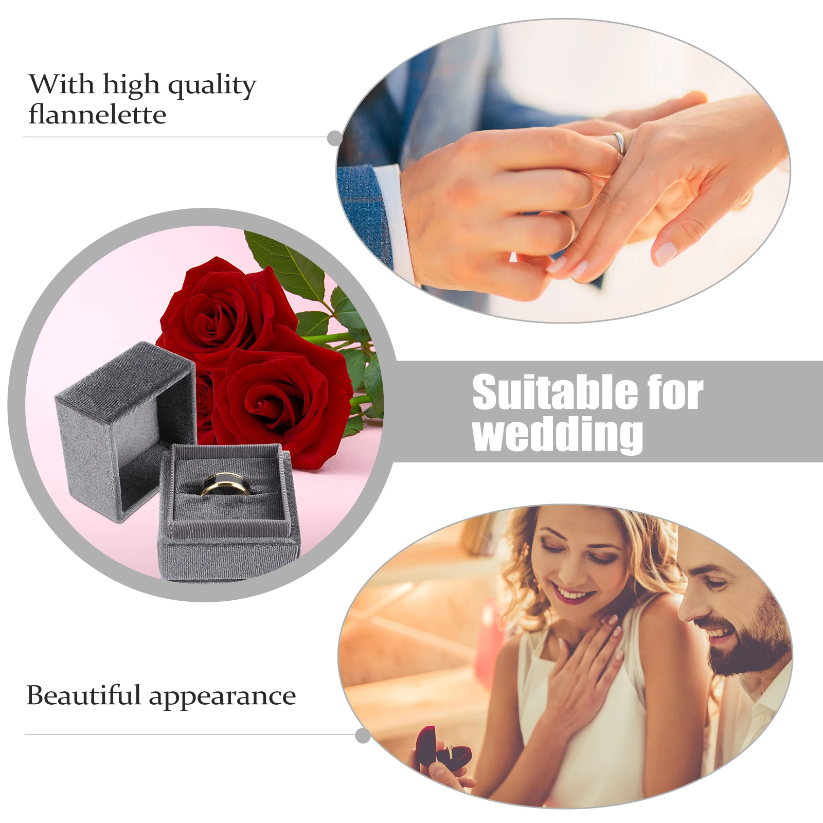 

1pc Luxury Velvet Ring Box Simple Jewelry Storage Display Case Wedding Engagement Gift Lightweight Flannelette Earrings