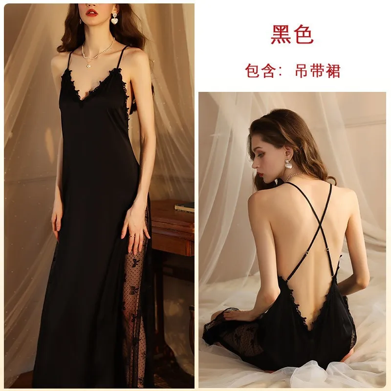 New sexy bathrobe plus long version of the tempting bathrobe for women, long-sleeved ladies satin nightwear, thin