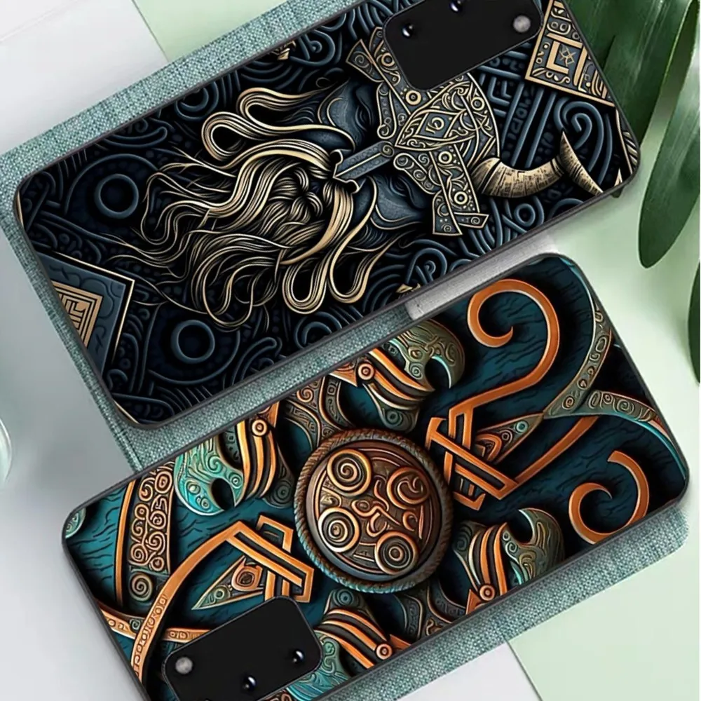 V-Vikings-V-Vegvisires Odin Nordic Phone Case For Samsung S 9 10 20 21 22 23 30 23 24 plus lite Ultra FE S10lite Fundas